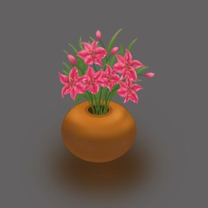 نقاشی دیجیتال گلدان گل